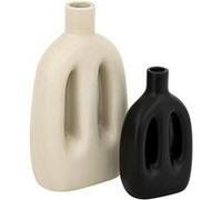 Lot de 2 Vases "Inuit Dreams" 20cm Beige & Noir