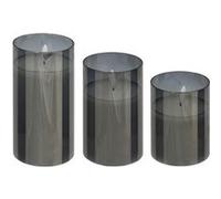 Atmosphera Créateur d'intérieur - Lot de 3 Bougies LED en Verre "Sena" 15cm Noir Noir G