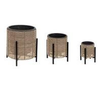 Atmosphera Créateur d'intérieur - Lot de 3 Cache-Pots Déco Imitation "Rotin" 42cm Beige