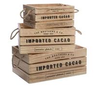 Atmosphera Créateur d'intérieur - Lot de 3 Cagettes en Bois Brothers 35cm Naturel