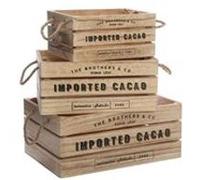 Atmosphera Créateur d'intérieur - Lot de 3 Cagettes en Bois "Brothers" 35cm Naturel Beige G