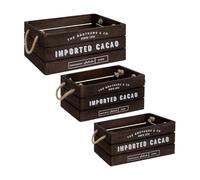 Atmosphera Créateur d'intérieur - Lot de 3 Cagettes en Bois Denys 35cm Marron