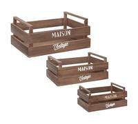 Atmosphera Créateur d'intérieur - Lot de 3 cagettes Vintage Café 35cm Marron