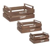 Set de 3 cagettes en bois L23/29/35cm - Atmosphera createur d'interieur