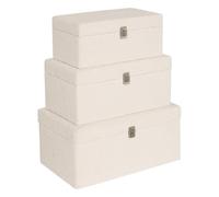 Atmosphera Créateur d'intérieur - Lot de 3 Malles de Rangement Bouclette "Carlie" 54cm Blanc