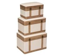Atmosphera Créateur d'intérieur - Lot de 3 Malles Vintage "Norah" 50cm Lin