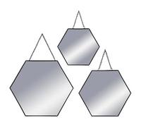 Atmosphera Créateur d'intérieur - Lot de 3 Miroirs Métal Hexagone 29cm Noir