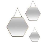 Lot de 3 miroirs en forme hexagonal - MÃ©tal - DorÃ© Doré