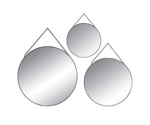 Atmosphera Créateur d'intérieur - Lot de 3 Miroirs Métal Ronds 29cm Noir