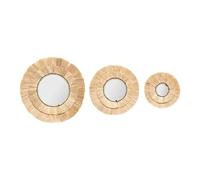 Atmosphera Créateur d'intérieur - Lot de 3 Miroirs Muraux en Raphia Alba 40cm Beige