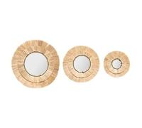Atmosphera Créateur d'intérieur - Lot de 3 Miroirs Muraux en Raphia Alba 40cm Beige