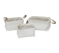 Atmosphera - Paniers "Loe" en tissu bouclette - Lot de 3 35 cm Blanc