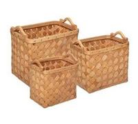 Atmosphera - Set de 3 paniers rectangulaires - Bois Clair tressé