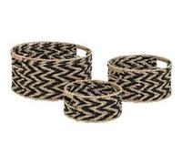 Créateur d'intérieur - Lot de 3 Paniers en Roseau Angie 38cm Noir & Naturel