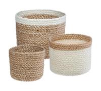 Atmosphera Créateur d'intérieur - Lot de 3 Paniers "Seagrass" 18cm Blanc & Naturel