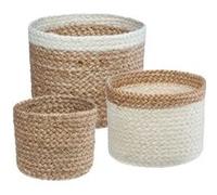 Atmosphera - Set de 3 paniers - Jute - Blanc