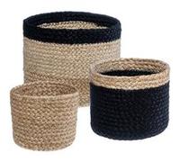 Atmosphera - Set de 3 paniers - Jute - Noir