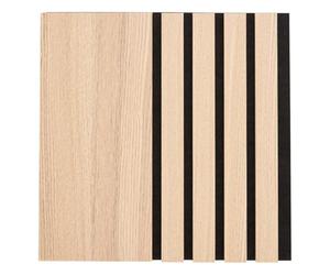 Atmosphera Créateur d'intérieur - Lot de 3 Panneaux Décoratifs Tasseaux Bois Colva - 30x30cm - Beige Fond Noir - Réduction du Bruit - Entrée, Salon