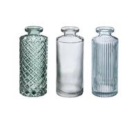 Atmosphera Créateur d'intérieur - Lot de 3 Soliflores Design Verre Strié 13cm Vert