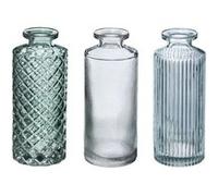 Créateur d'intérieur - Lot de 3 Soliflores Design "Verre Strié" 13cm Vert
