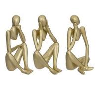 Atmosphera Créateur d'intérieur - Lot de 3 Statuettes Déco Femme Le Collectionneur 17cm Or G