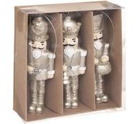 Atmosphera Créateur d'intérieur - Lot de 3 Sujets de Noël Casse Noisette 10cm Or G