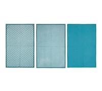 Atmosphera Lot de 3 torchons imprimés bleu – 45 x 70 cm