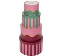 Atmosphera Créateur d'intérieur - Lot de 4 Boîtes Déco "Chéri" 25cm Rouge Rouge