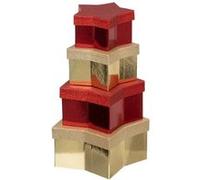 Atmosphera Créateur d'intérieur - Lot de 4 Boîtes Déco "Etoile" 23cm Rouge & Or Rouge G
