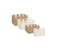 Atmosphera Créateur d'intérieur - Lot de 4 cagettes Soleya 34cm Beige & Blanc