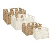 Atmosphera Créateur d'intérieur - Lot de 4 cagettes Soleya 34cm Beige & Blanc