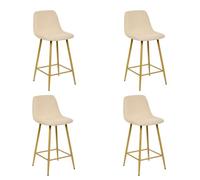 Atmosphera Créateur d'intérieur - Lot de 4 Tabourets de Bar Côtelé 93cm Beige