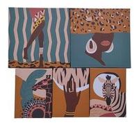 Atmosphera Créateur d'intérieur - Lot de 5 Toiles Imprimées "Cynthia" 25x25cm Afrique Multicolore