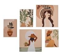 Atmosphera Créateur d'intérieur - Lot de 5 Toiles Imprimées "Cynthia" 25x25cm Femme Orange