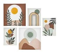 Atmosphera - Lot de 5 toiles imprimées cynthia beige 15x20 25x25cm