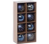 Atmosphera Créateur d'intérieur - Lot de 8 Boules de Noël "Maison des Couleurs" 8cm Bleu & Or Bleu G