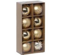 Créateur d'intérieur - Lot de 8 Boules de Noël "Maison des Couleurs" 8cm Or & Blanc