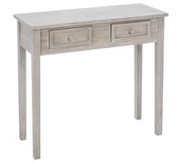 Atmosphera Console Charme Bois Blanchi – L80×H76 cm, 2 tiroirs, style romantique, meuble d'appoint