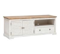 Atmosphera Meuble TV Olbia – 2 portes & 1 tiroir, métal et acacia – 140 cm Blanc