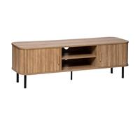 Meuble Tv 2 Portes Coulissante Colva - Marron Et Noir Marron