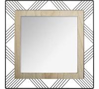 Atmosphera Créateur d'intérieur - Miroir Carré en Métal & Bois Joe 45cm Noir