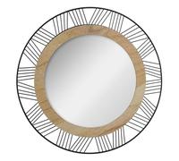 Atmosphera Créateur d'intérieur - Miroir Rond en Métal & Bois Joe 45cm Noir