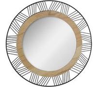 Atmosphera - Miroir Joe - métal et Bois - Noir - D45 cm
