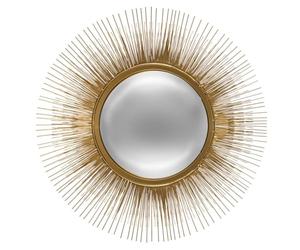 Atmosphera Créateur d'Intérieur - Miroir Safia en Métal Doré - Forme Ronde avec Rayons Scintillants - D.58cm avec Cadre - Salon, Chambre, Entrée