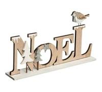 Atmosphera Créateur d'intérieur - Mot Noël à Poser "Marron Glacé" 22cm Beige & Blanc Beige