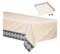 Créateur d'intérieur - Nappe & 6 Serviettes de Table "Inuits Dreams" 150x250cm Ivoire