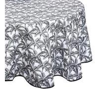 Atmosphera Créateur d'intérieur - Nappe Antitache Imprimée "Palmier" 180cm Gris Gris G