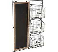 Atmosphera Créateur d'intérieur Organisateur mural avec tableau Métal Plaque MDF noir marron 70 cm x 50 cm x 8 cm