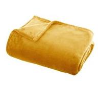 Atmosphera Plaid "Flanel" doux uni 125x150 cm Ocre