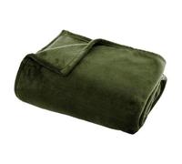 Atmosphera Créateur d'intérieur - Plaid Doux Uni Flanel 125x150cm Vert Kaki